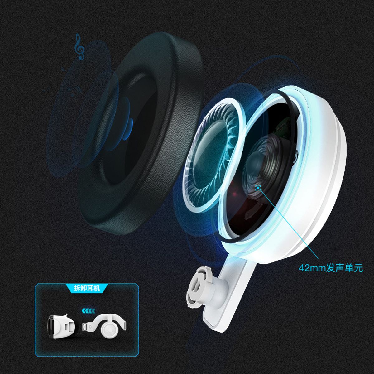 PUREPOWER - Gafas de realidad virtual G06EB con versión de auriculares Bluetooth