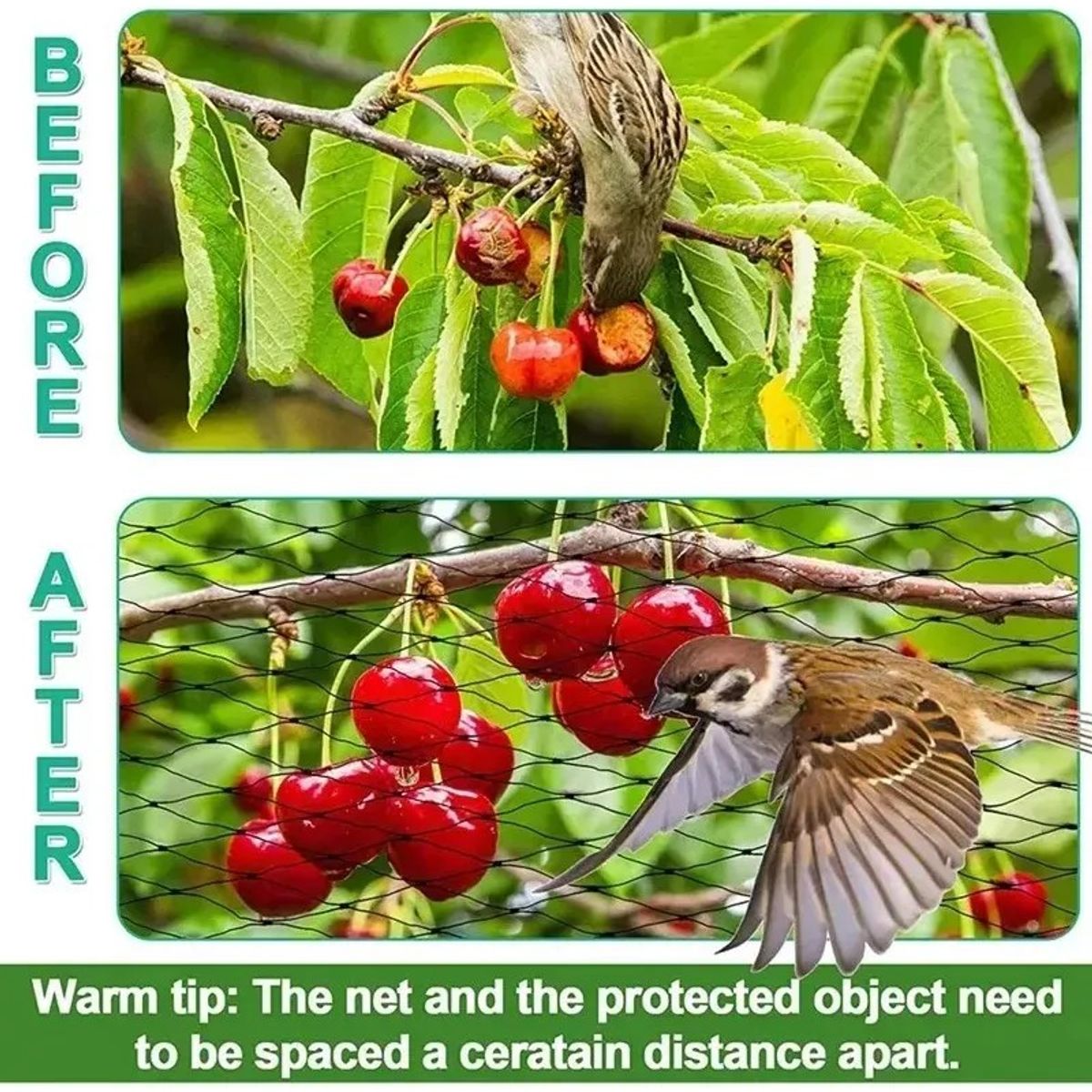 KUANGYE - Red Antipájaros Para Protección De Jardines Malla De Jardín 4m×12m