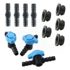 KUANGYE - Mini Válvula + Conector + Goma Gromit 16mm Pack 25 Unidades Negro