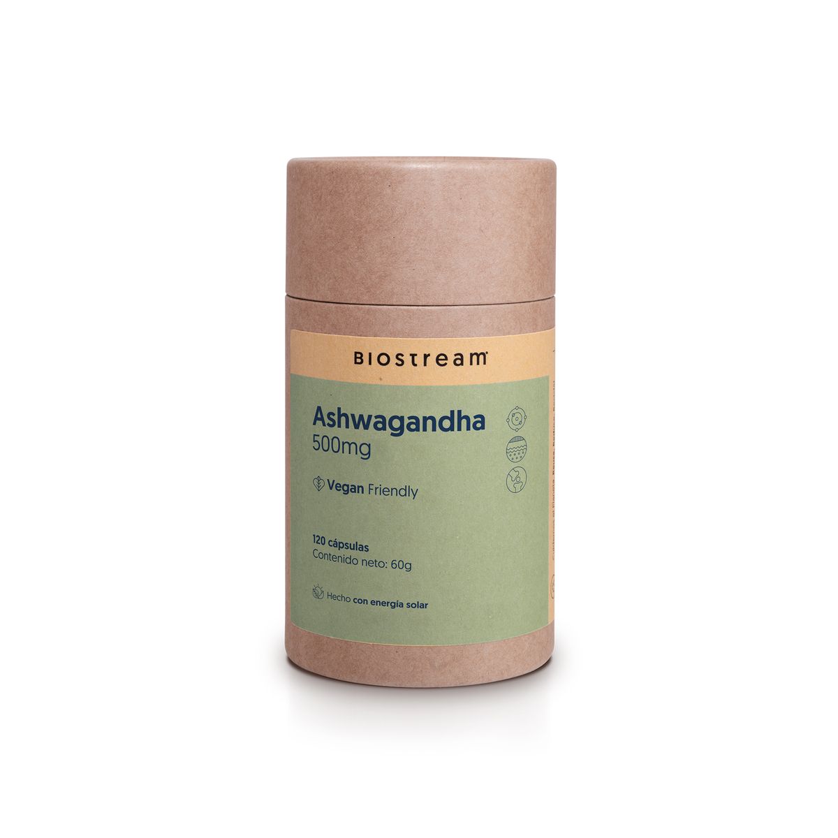 BIOSTREAM - Ashwagandha 500mg 120 Cápsulas Vegana Biostream