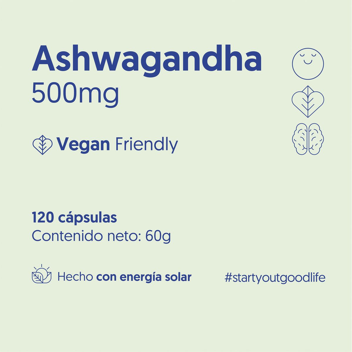 BIOSTREAM - Ashwagandha 500mg 120 Cápsulas Vegana Biostream