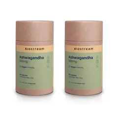 BIOSTREAM - Pack x 2 Ashwagandha 500mg 120 Cápsulas Vegana
