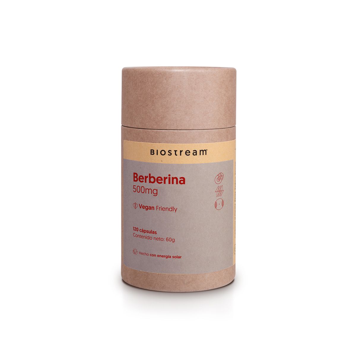 BIOSTREAM - Berberina 500mg 120 Cápsulas Vegana Biostream
