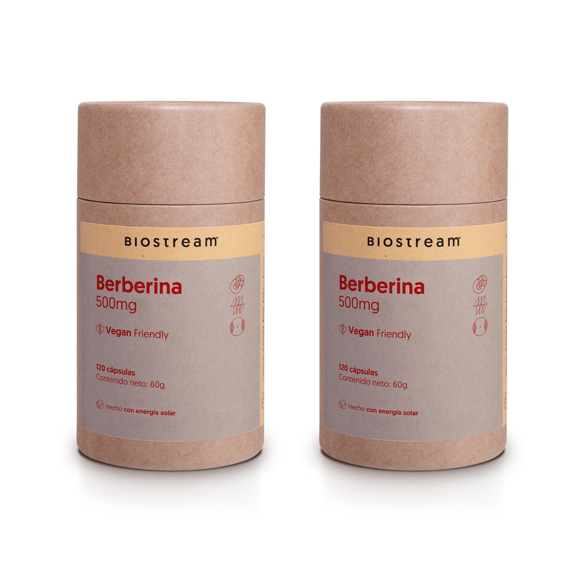 BIOSTREAM - Pack x 2 Berberina 500mg 120 Cápsulas Vegana Biostream