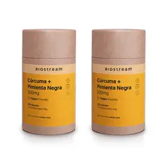 BIOSTREAM - Pack x 2 Curcuma + Pimienta Negra 500mg 120 Capsulas Vegana
