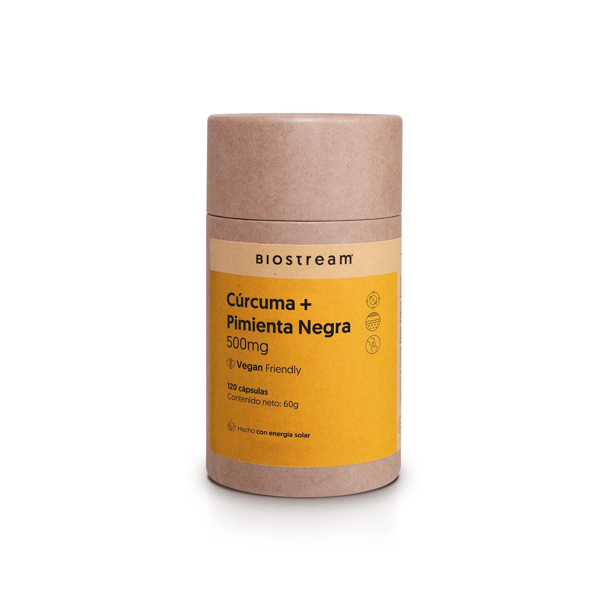 BIOSTREAM - Pack x 2 Curcuma + Pimienta Negra 500mg 120 Capsulas Vegana
