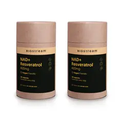 BIOSTREAM - Pack x 2 Nad + Resveratrol 120 Cápsulas Vegano