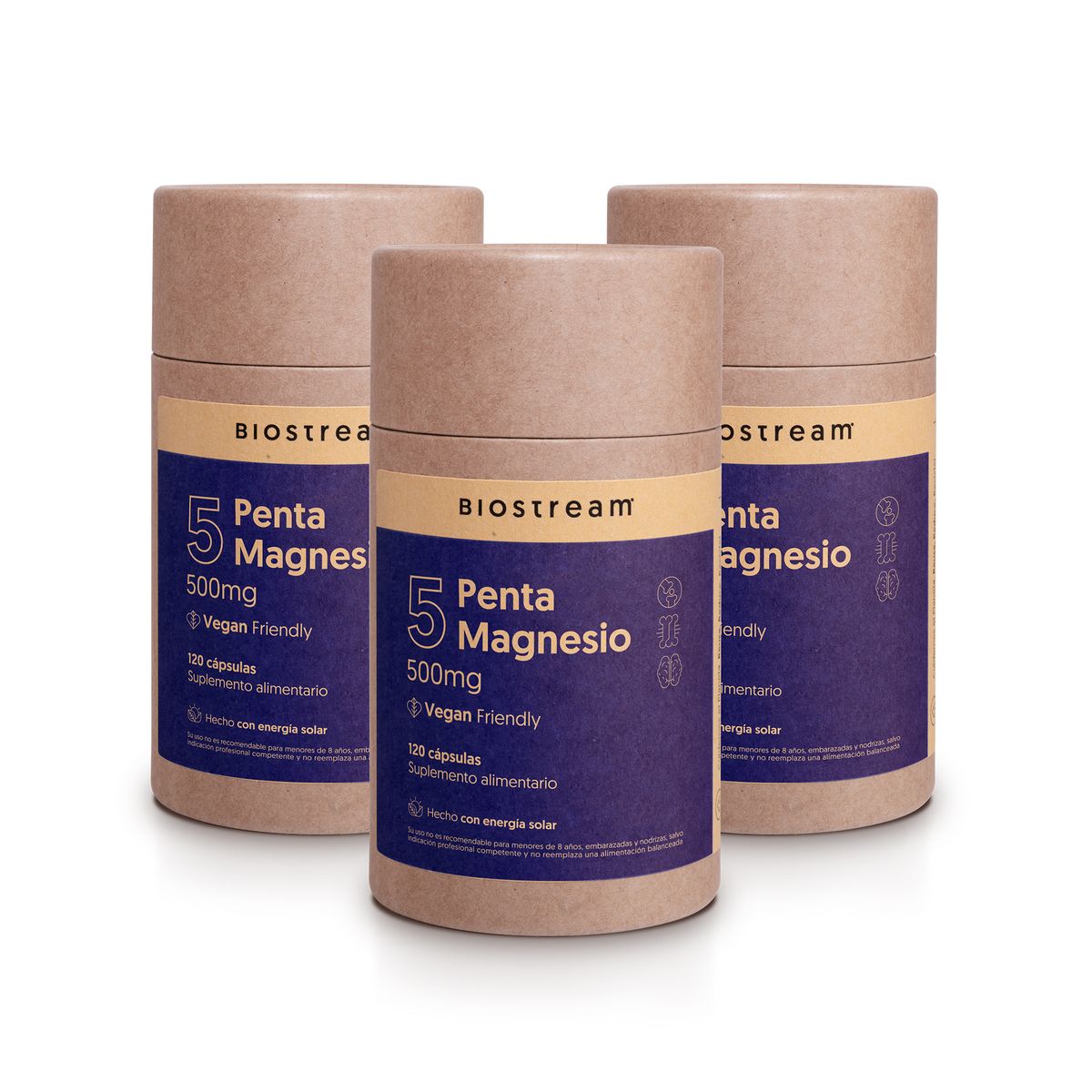 BIOSTREAM - Pack x 3 Penta Magnesio Biostream 120 capsulas Biostream