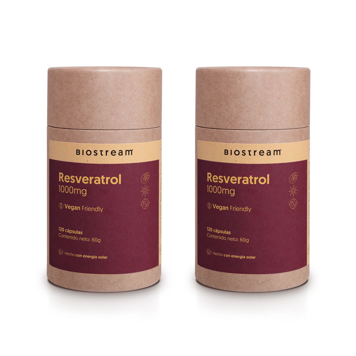 BIOSTREAM - Pack x 2 Resveratrol 1000mg 120 Cápsulas Vegano Biostream