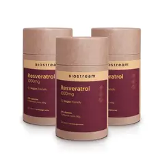 BIOSTREAM - Pack x 3 Resveratrol 1000mg 120 Cápsulas Vegano