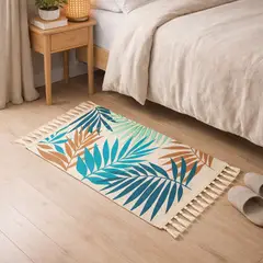 ARMONIA - Bajada de Cama 60x90cm Hojas Verdes Lino Tropical 732