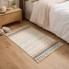 ARMONIA - Tapete Elegante Étnico de Lino 60x90cm para Cama 733