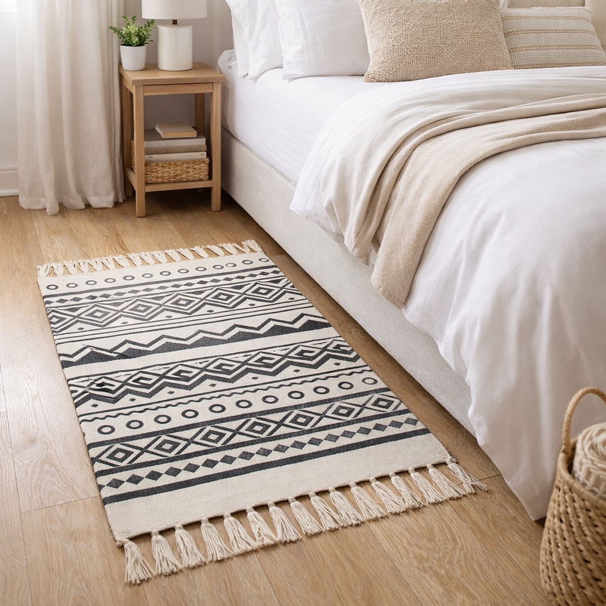ARMONIA - Bajada de Cama 60x90cm Étnica de Lino Resistente 735