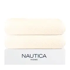 NAUTICA - Pack 2 Toallas de Baño VIS Home 100% algodón suave 76x137cm beige