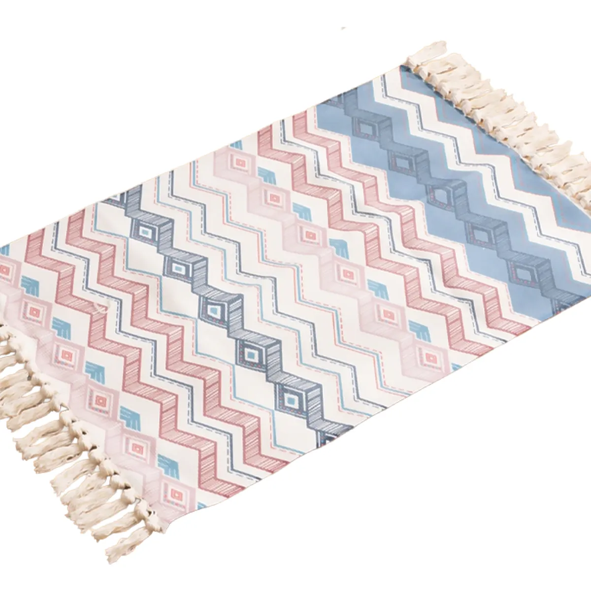 ARMONIA - Bajada de Cama Lino 60x90cm Diseño Zigzag Pastel 737