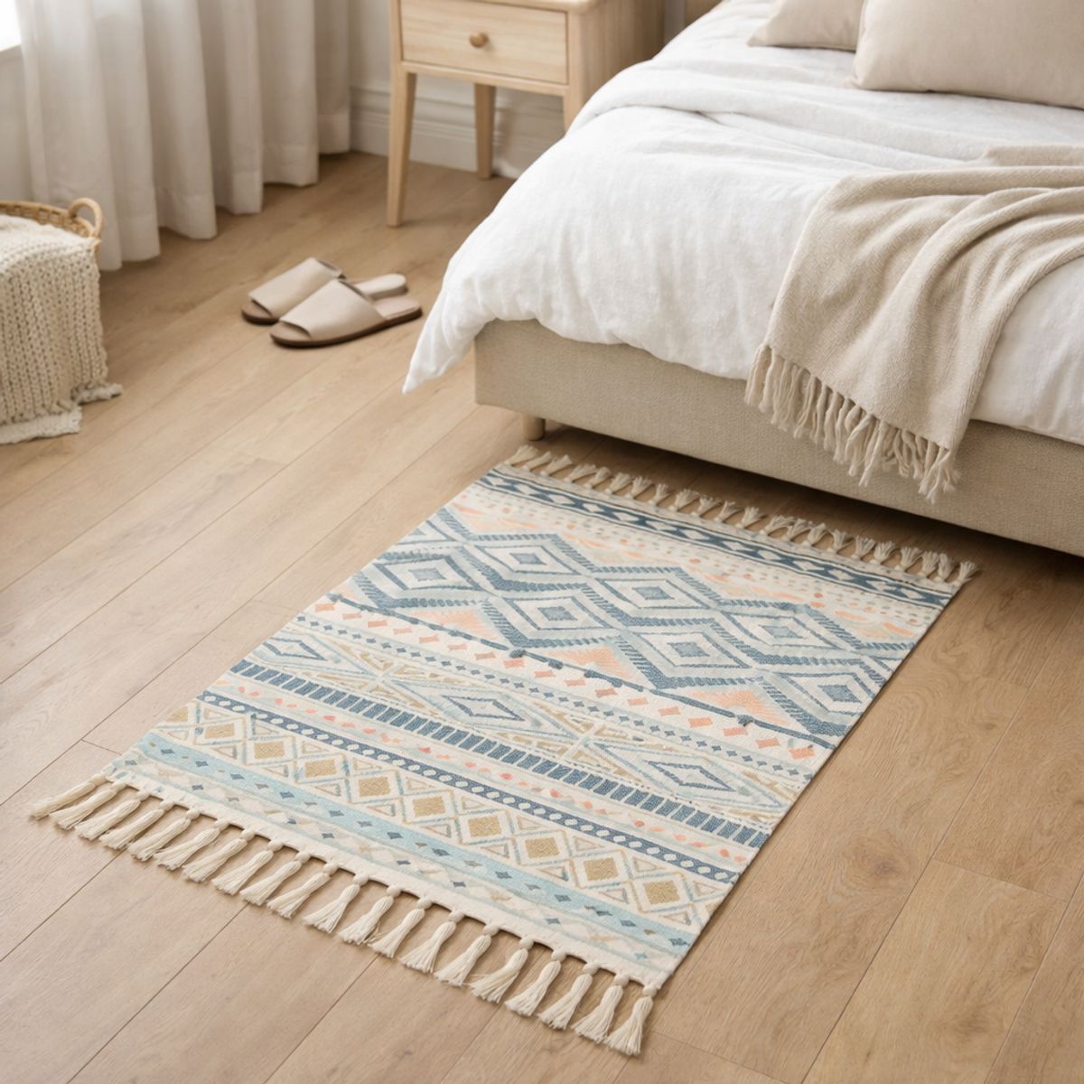 ARMONIA - Bajada de Cama Lino 60x90cm Diseño Étnico 729