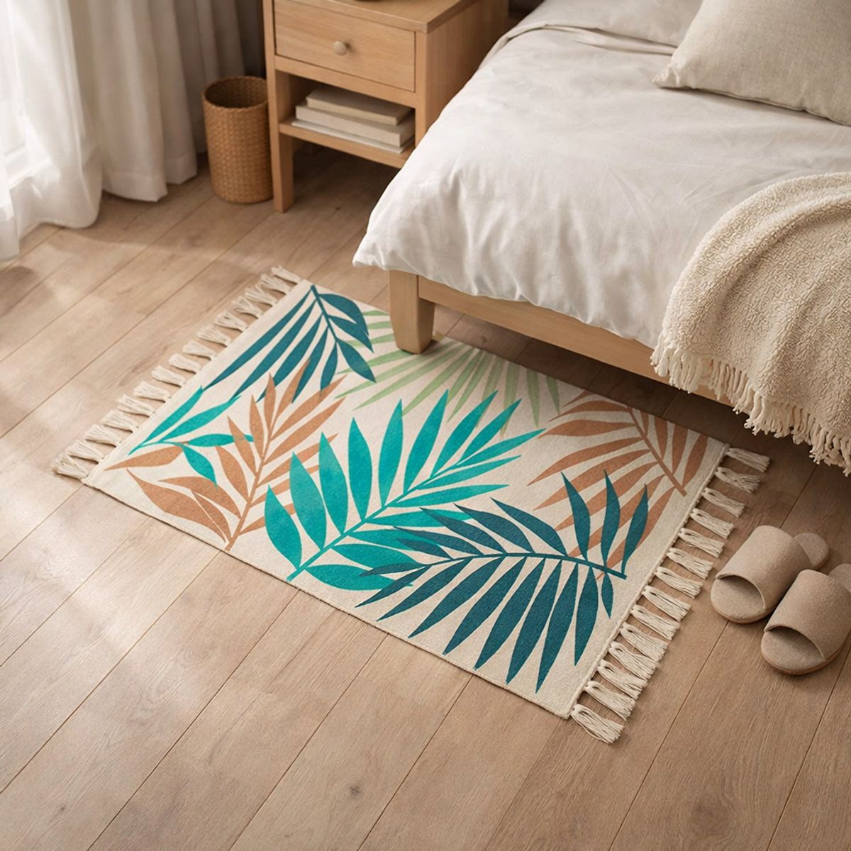 ARMONIA - Tapete Tropical Lino 60x90cm Diseño Hojas Verdes 732