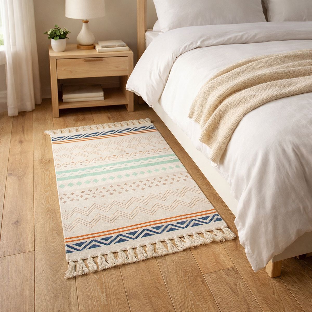 ARMONIA - Bajada de Cama Lino Diseño Étnico Sofisticado 60x90 733