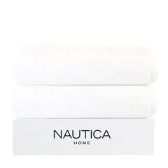 NAUTICA - Pack 2 Toallas de Baño VIS Home 100% algodón suave 76x137cm blanca