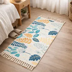 ARMONIA - Alfombra Pie de Cama Lino Grueso Diseño Floral 745