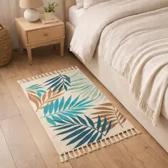 ARMONIA - Alfombra Lino Tropical 60x90cm con Hojas Verdes 732