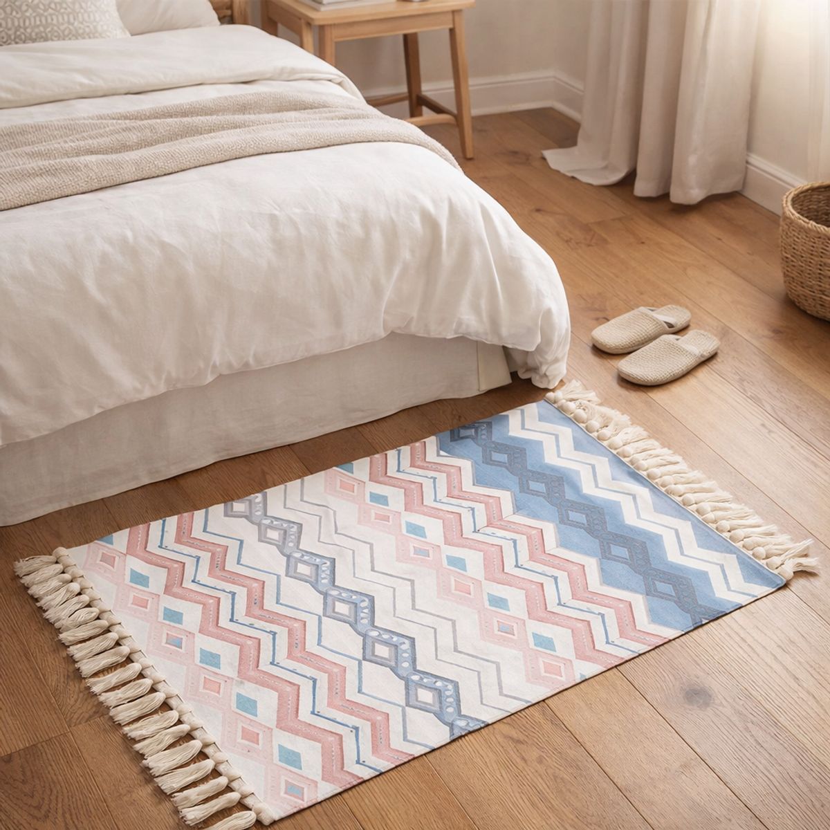 ARMONIA - Alfombra Pie de Cama Lino Zigzag Colores Pastel 737