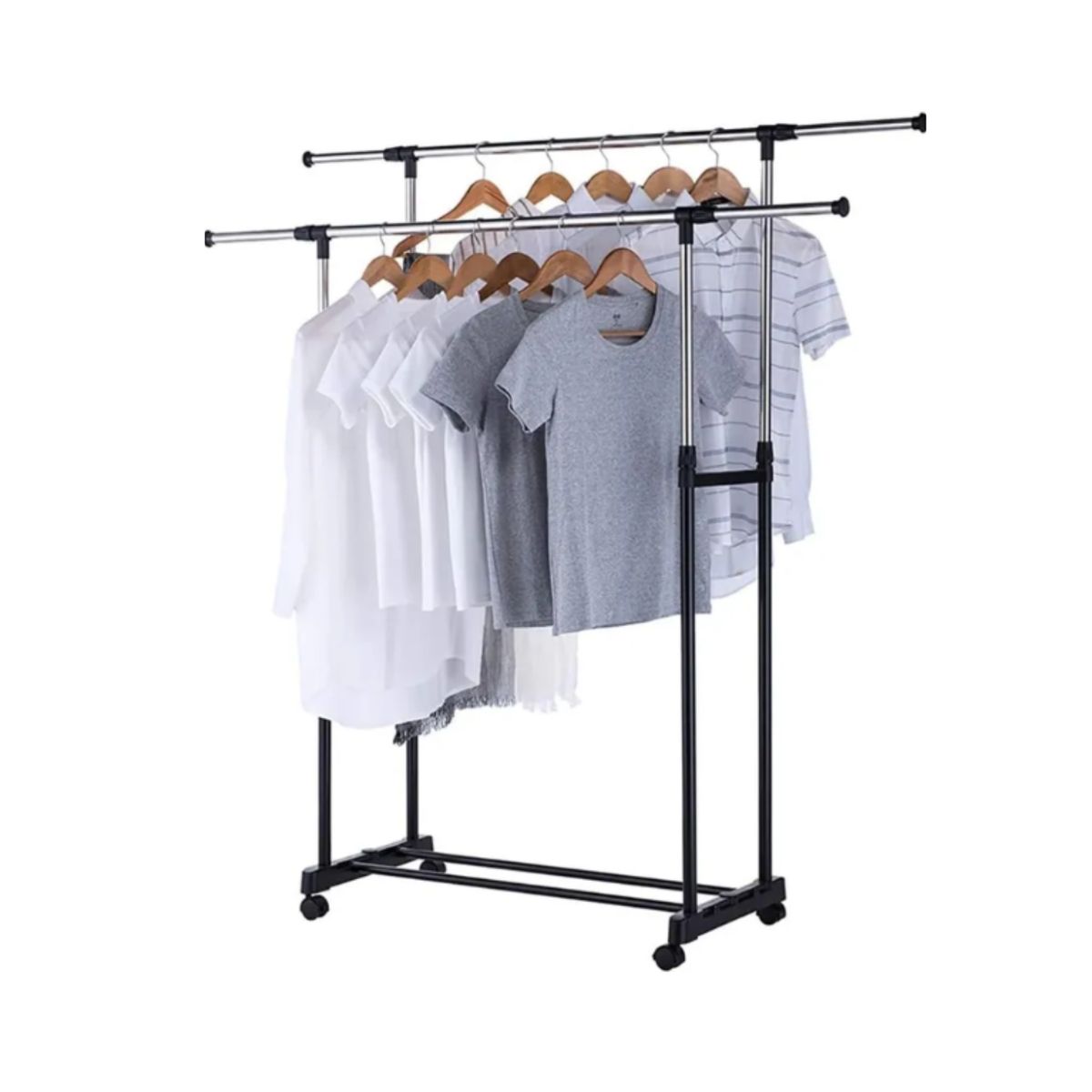 GENERICO - Perchero Doble Maxi-Espacio ¡Tu Solución de Almacenamiento y Organización Móvil