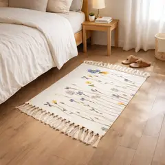 ARMONIA - Alfombra Pie de Cama Floral Lino 60x90cm 730