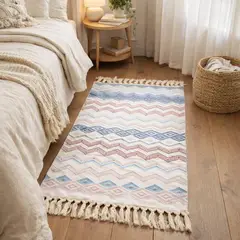 ARMONIA - Bajada de Cama Lino Diseño Zigzag Suave 60x90cm 737