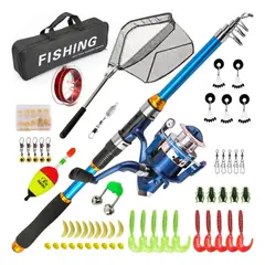 MUNDO MAGIA - Kit Pesca 21m Caña Carrete Señuelo Accesorio Bolsa Completo