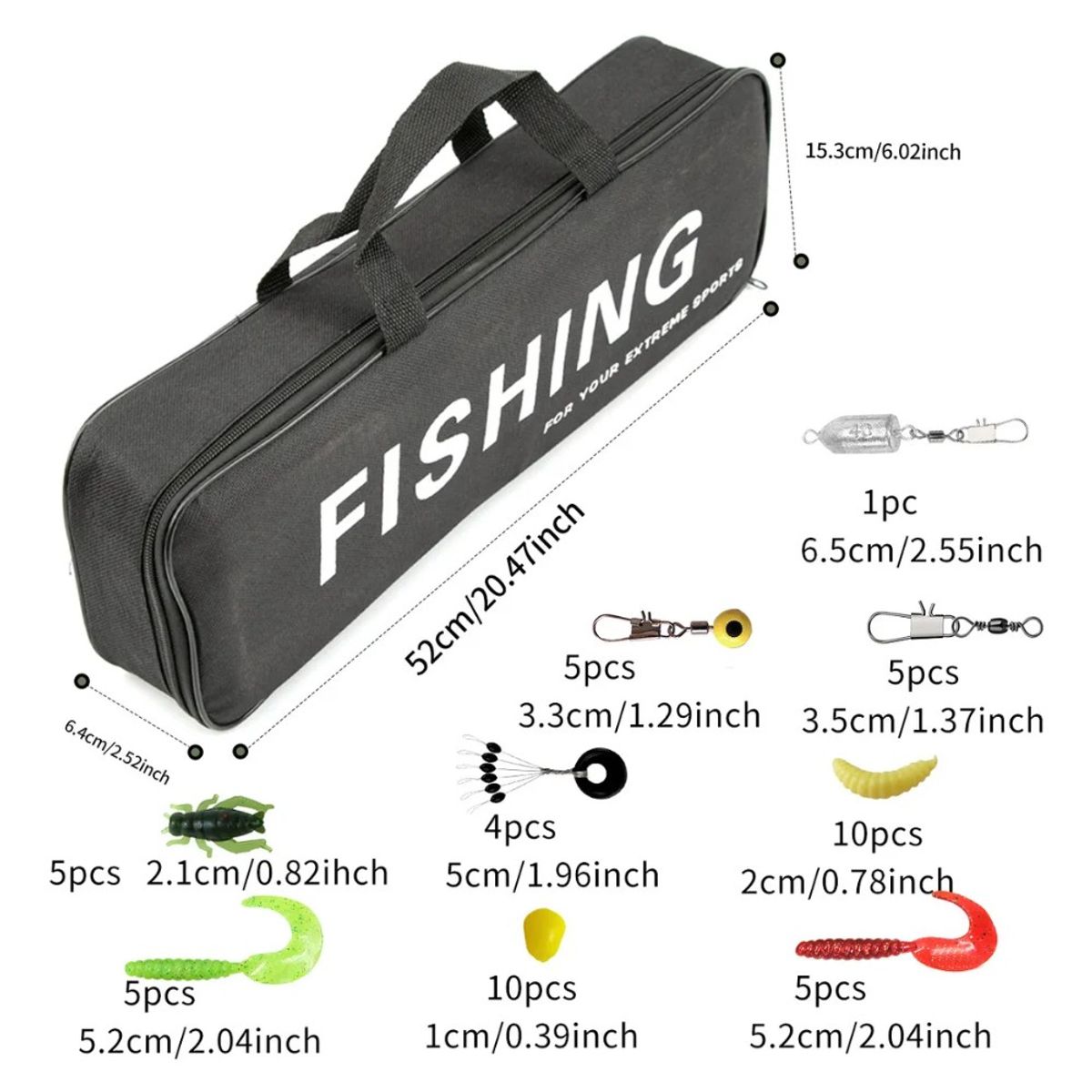 MUNDO MAGIA - Kit Pesca 21m Caña Carrete Señuelo Accesorio Bolsa Completo