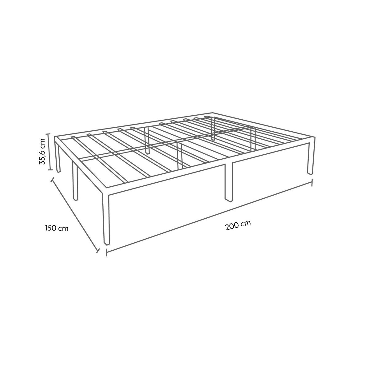 AIRHOUSE - Base de Cama Metál Queen 2,5 plaza 200x150x36 Negro Airhouse