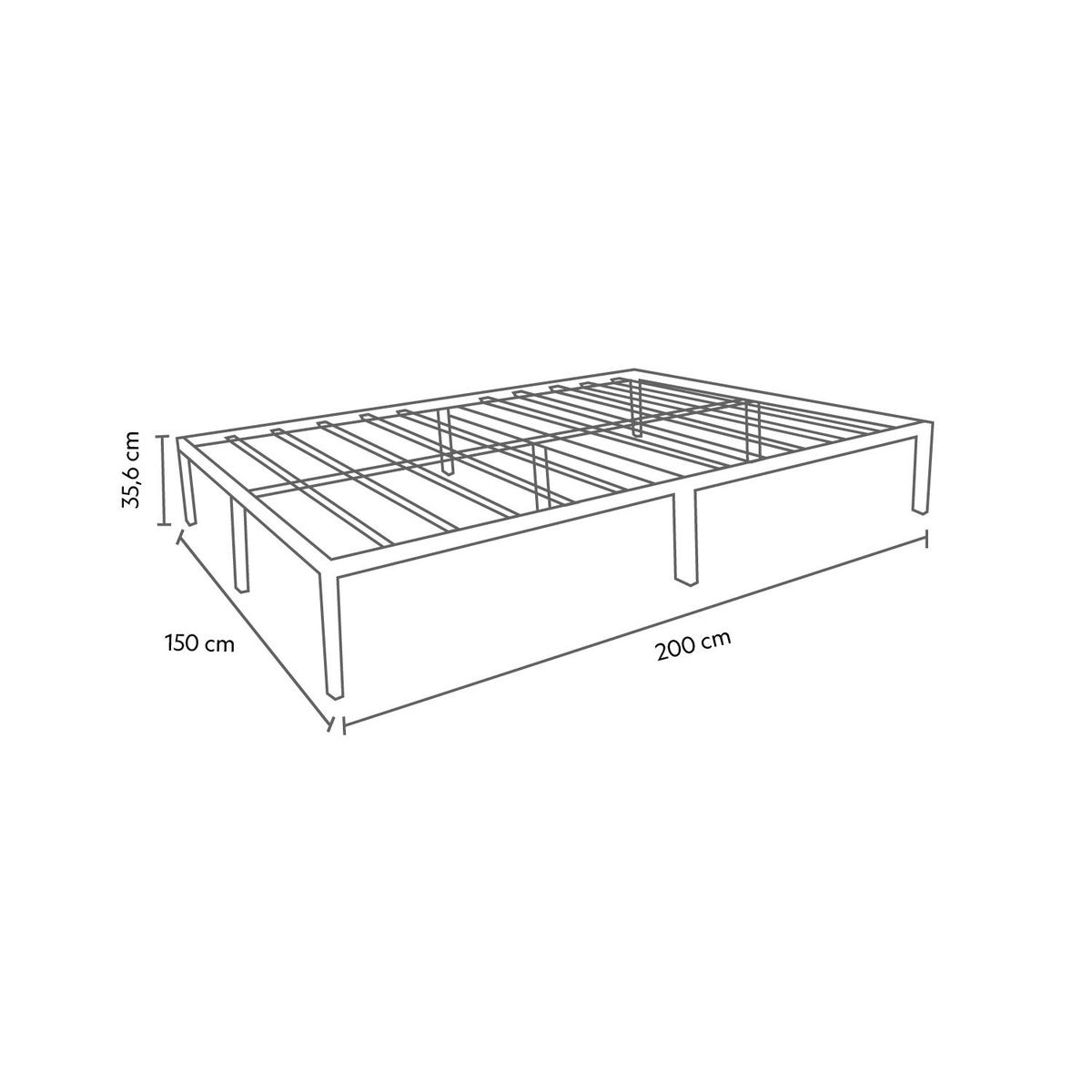 AIRHOUSE - Base de Cama Metálica Queen 200x150x36 Gris Airhouse