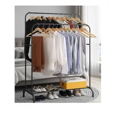 GENERICO - Perchero Metálico Doble Closet Organizador De Ropa Negro 35 kg