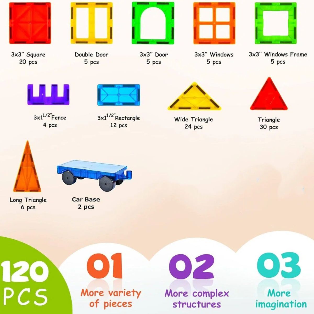 MUNDO MAGIA - Bloques Magneticos Construccion Juguete Armable Niños 120pcs