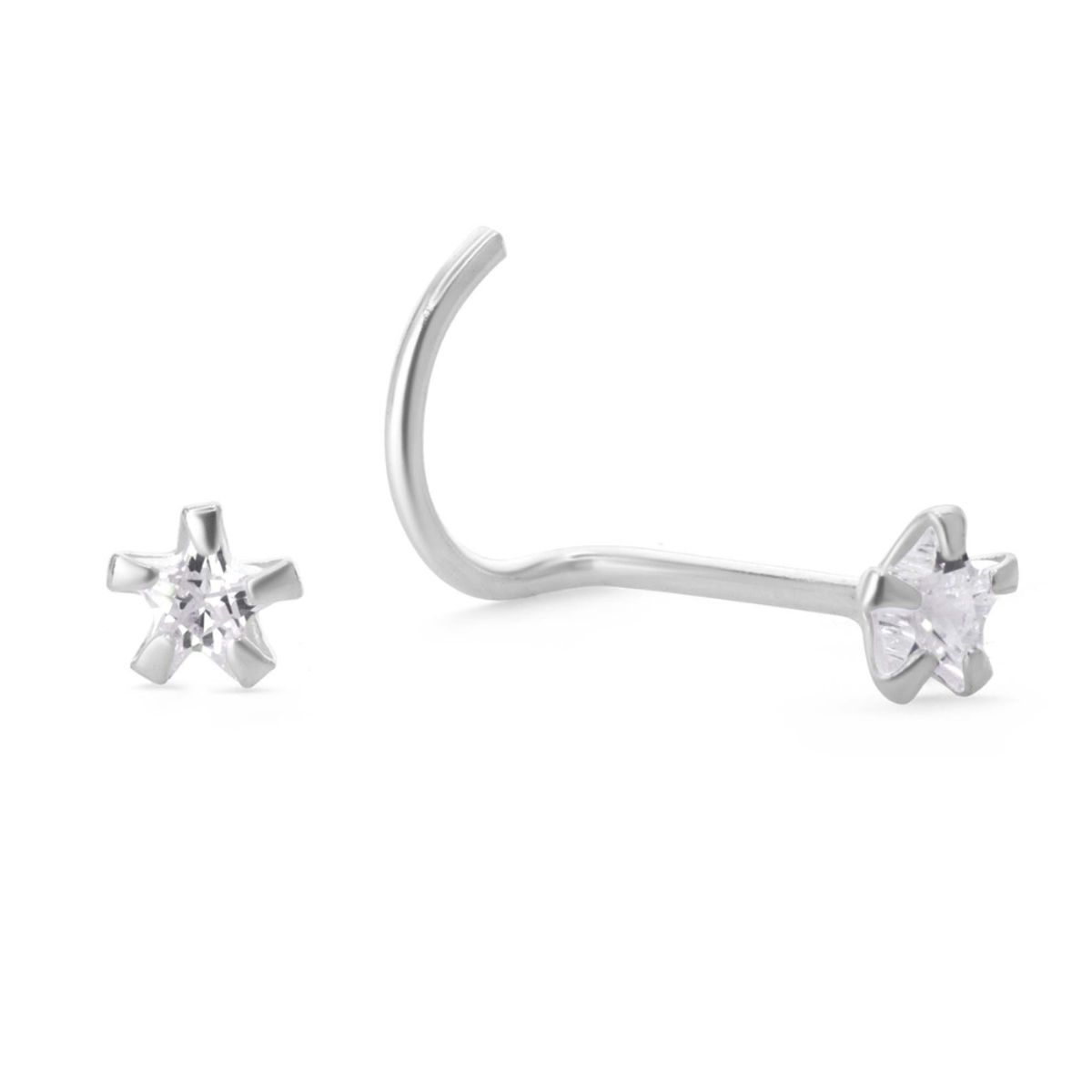 GENERICO - Par Piercing De Plata 925 Naríz Estrella Circón