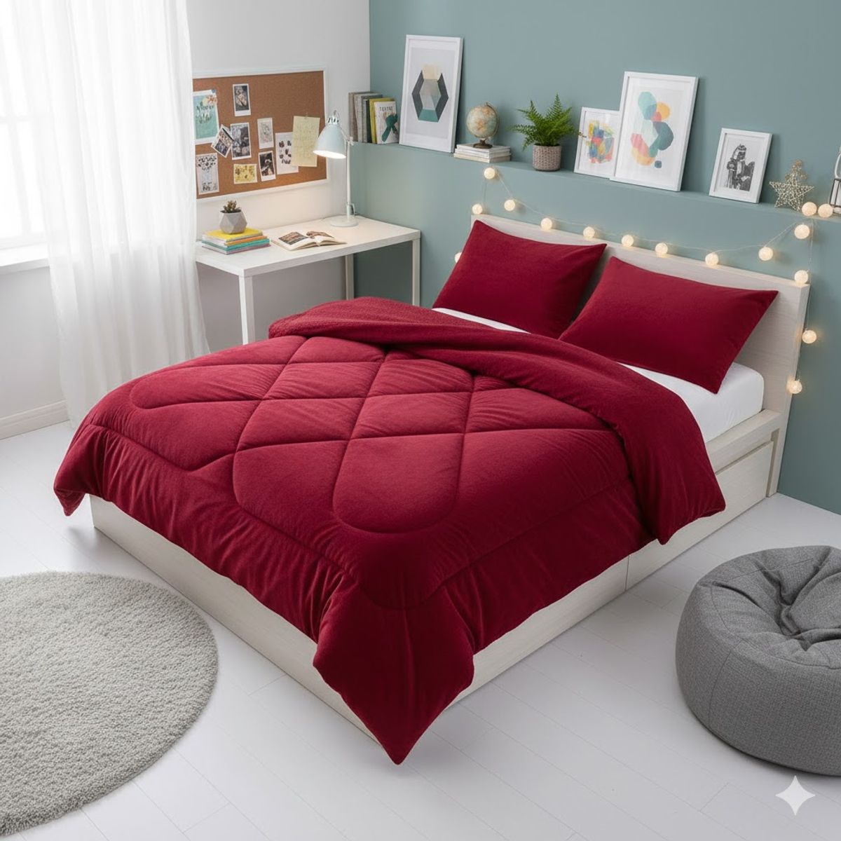 DIANA - COBERTOR PLUSH CON CHIPORRO COLOR BURDEO LISO KING 230CM X 250CM