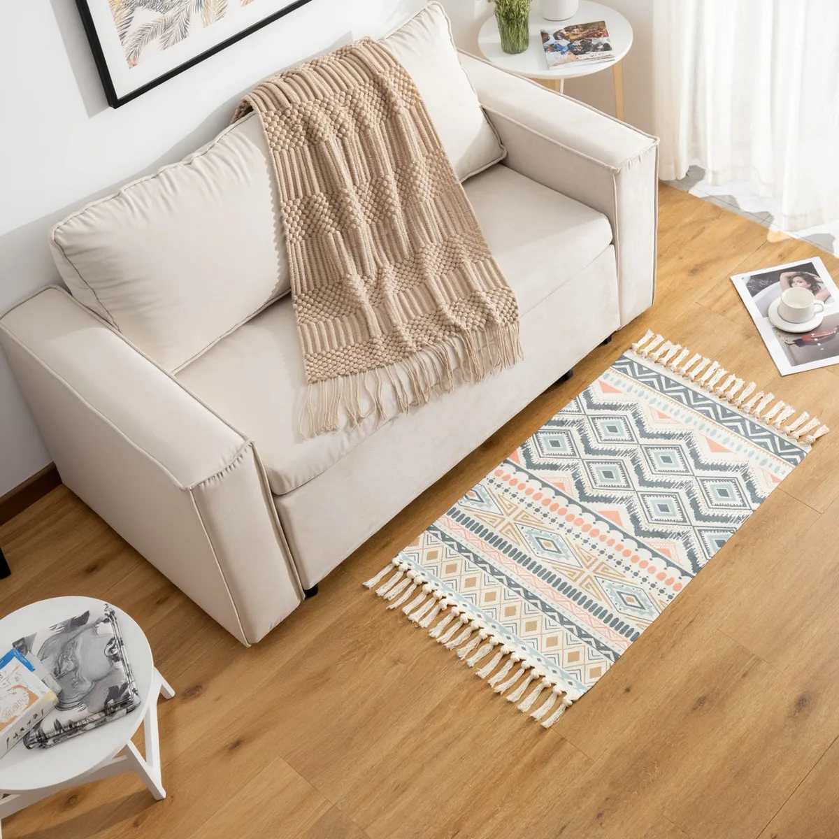 ARMONIA - Bajada de Cama Decorativa Étnica 60x90cm Lino 729