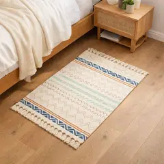 ARMONIA - Bajada de Cama 60x90cm Étnica Elegante de Lino 733