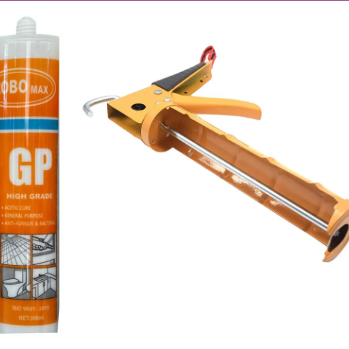GENERICO - Pistola Calafatera + Cartucho Silicona Sellador Transparente