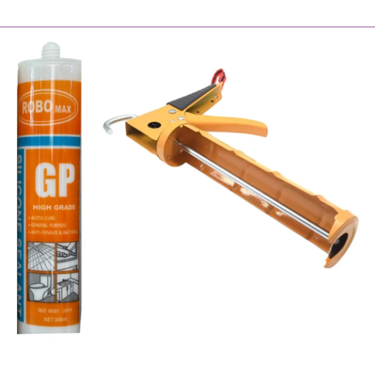 GENERICO - Pistola Calafatera + Cartucho Silicona Sellador Transparente