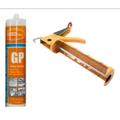 GENERICO - Pistola Calafatera + Cartucho Silicona Sellador Transparente