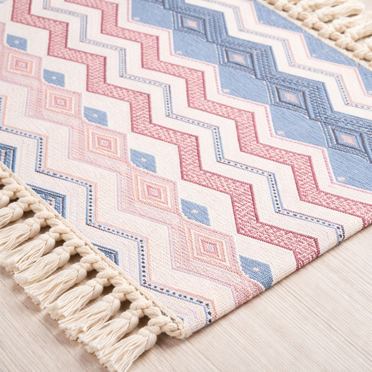 ARMONIA - Alfombra Pie de Cama Lino Zigzag Colores Pastel 737