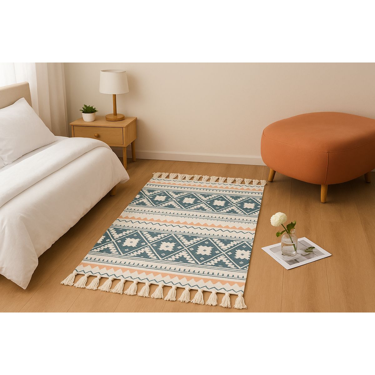 ARMONIA - Bajada de Cama Étnica Lino Colorido 60x90cm 739