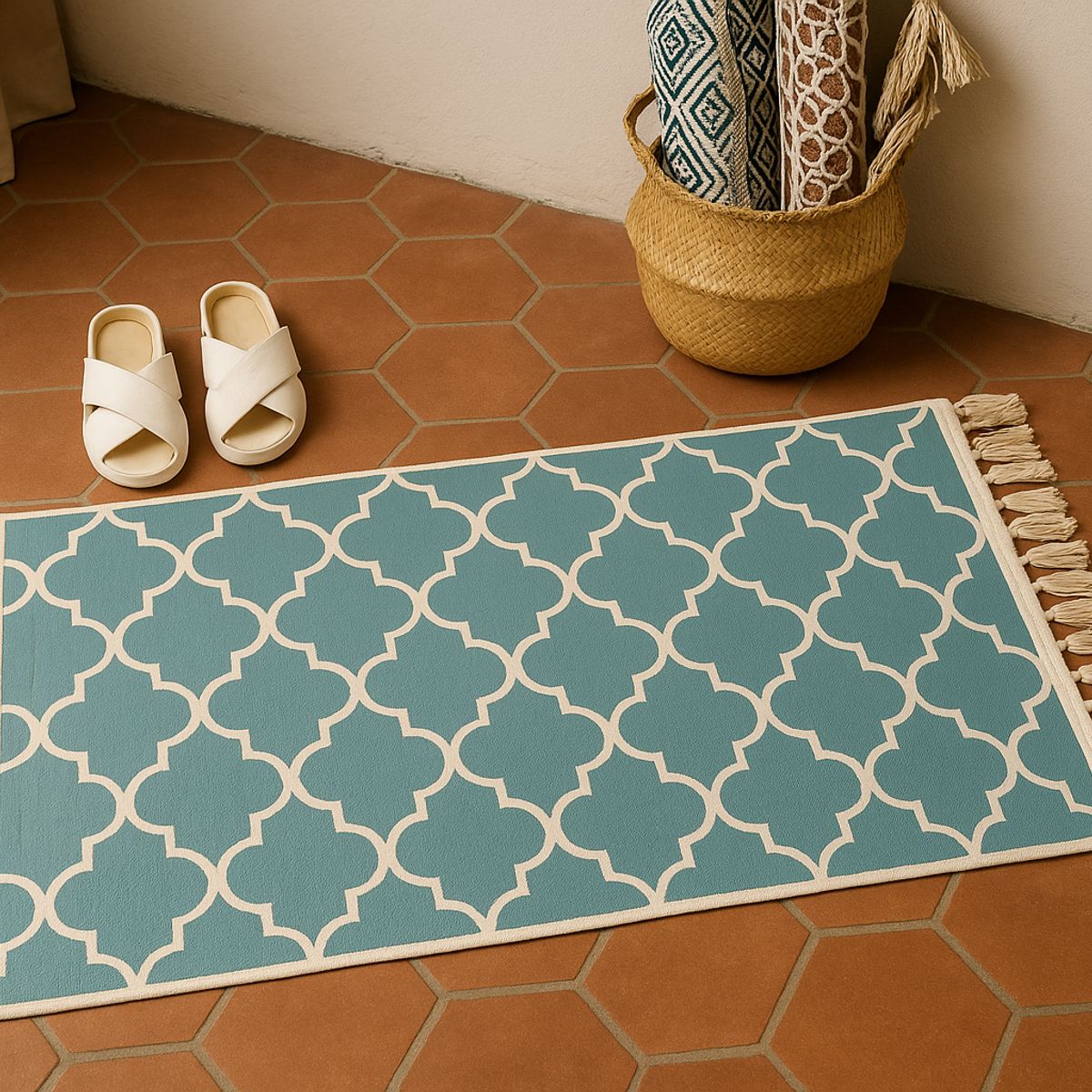 ARMONIA - Bajada de Cama 60x130cm Marroquí de Lino Elegante 742