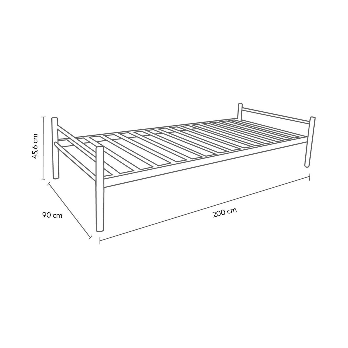 AIRHOUSE - Base de Cama Metálica Single 1 plaza 200x90x46 Gris Airhouse