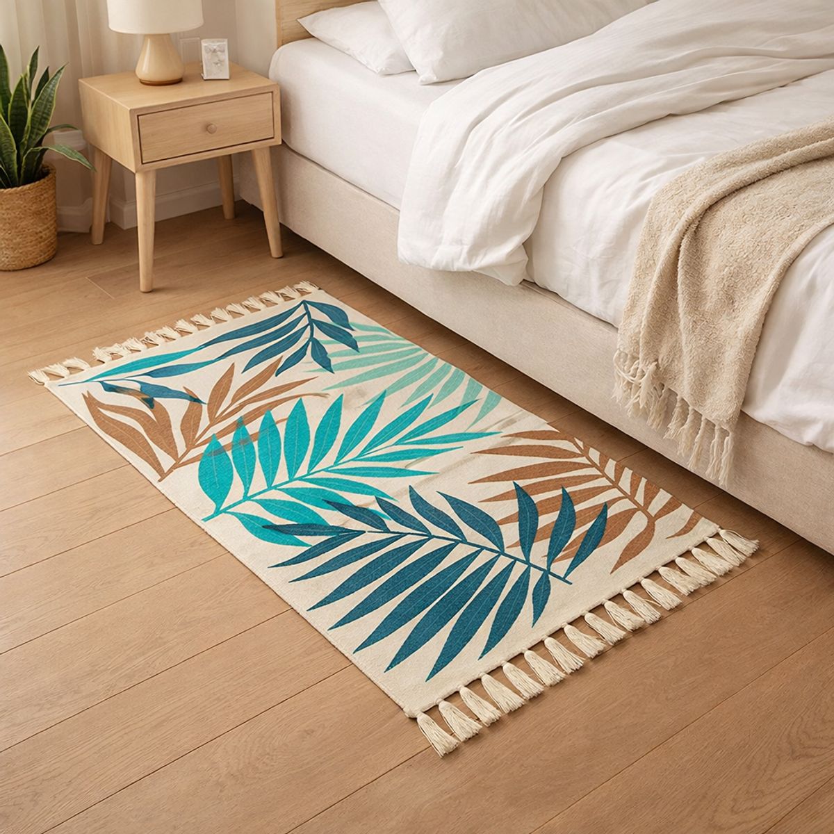 ARMONIA - Tapete 60x90cm Lino Tropical con Hojas Verdes 732