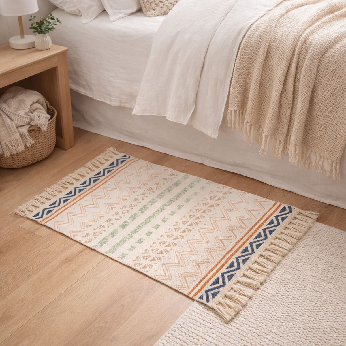 ARMONIA - Alfombra Étnica Elegante Lino 60x90cm para Cama 733