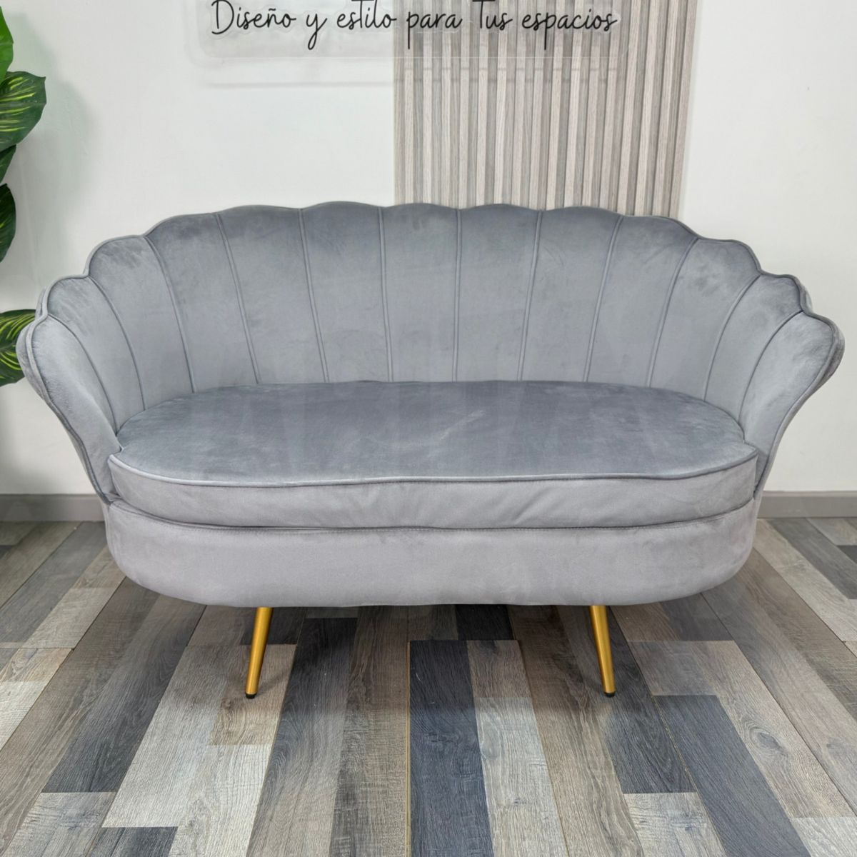 HABITA2 CHILE - SOFA BASE RESISTENTE DORADA SHELL TERCIOPELO 2 CUERPOS