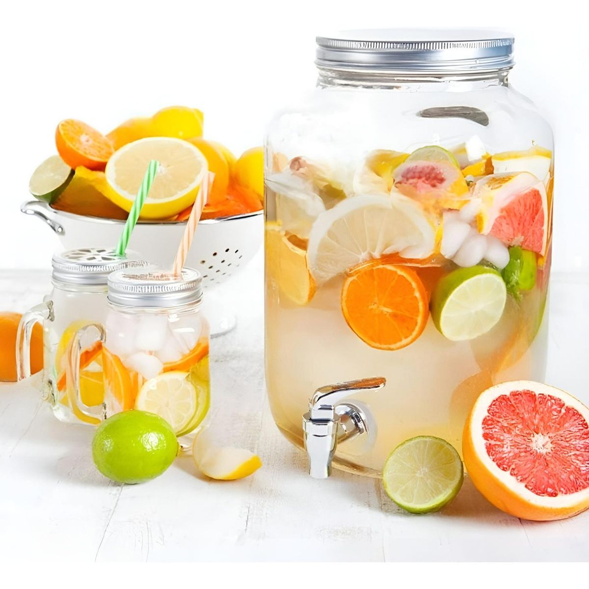 PASTELERIUSCL - Jarro De Vidrio Dispensador De Bebidas Jarro Para Jugos 6l Transparente